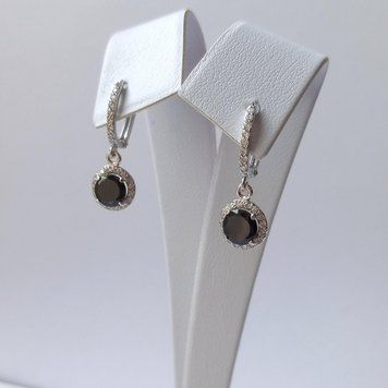 Серебряные сережки Очарование Черные 2072754397 фото
