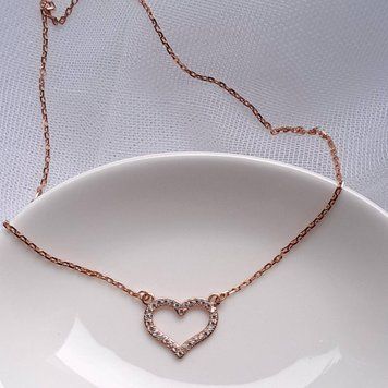 Серебряное колье в позолоте Фианитовое сердце 2072755735 фото